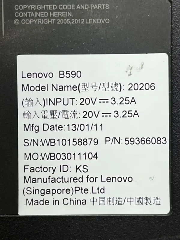Ноутбук Lenovo B590 / 15.6" (1366x768) TN / Intel Celeron 1000M (2 ядра по 1.8 GHz) / 4 GB DDR3 / 120 GB SSD / nVidia GeForce GT 720M, 1 GB DDR3, 64-bit / WebCam б/в - зображення 9