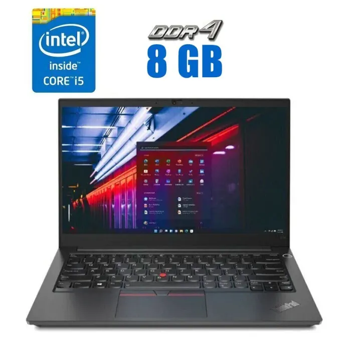Ноутбук Б-клас Lenovo ThinkPad E14 Gen 2 / 14" (1920x1080) IPS / Intel Core i5-1135G7 (4 (8) ядра по 2.4 - 4.2 GHz) / 8 GB DDR4 / 240 GB SSD / Intel Iris Xe Graphics / WebCam б/в - зображення 1