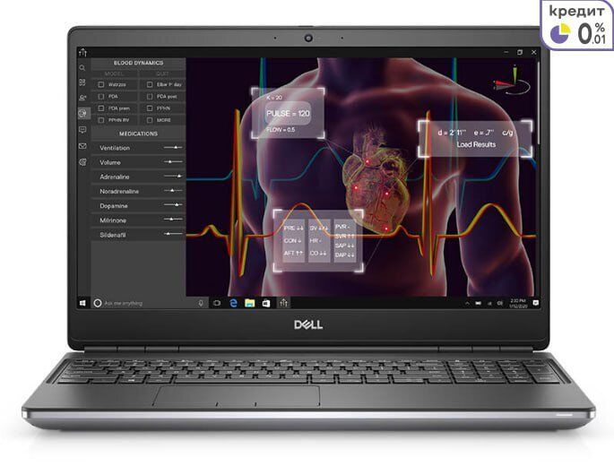 Мобільна робоча станція Dell Precision 7750 / 17.3" (1920x1080) IPS / Intel Core i7-10750H (6 (12) ядер по 2.6 - 5.0 GHz) / 16 GB DDR4 / 512 GB SSD / nVidia Quadro RTX 5000, 16 GB GDDR6, 256-bit / WebCam б/в - зображення 2