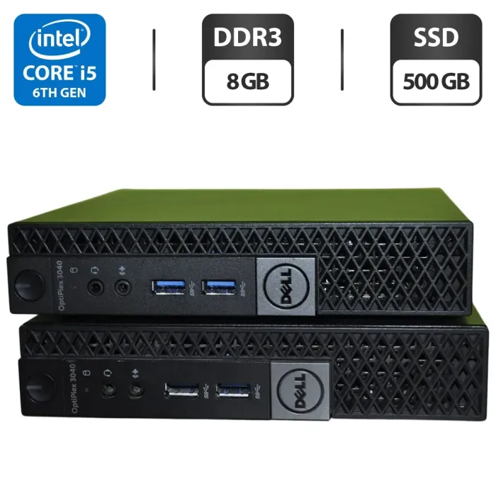 Неттоп Dell OptiPlex 3040 Micro USFF / Intel Core i5-6500T (4 ядра по 2.5 - 3.1 GHz) / 8 GB DDR3 / 500 GB SSD / Intel HD Graphics 530 / Windows 11 Pro б/в - зображення 1