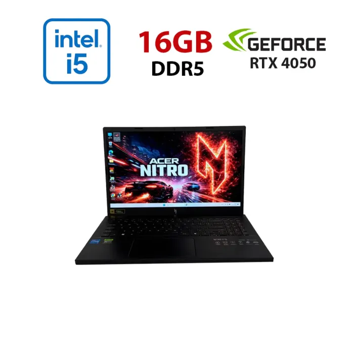 Ігровий ноутбук Aser Nitro V15 ANV15-52 / 15,6" (1920x1080) IPS / Intel Core i5-13420H (8 (12) ядер по 3,4 - 4,6 ГГц) / 16 ГБ DDR5 / 512 ГБ SSD / nVidia GeForce RTX 4050, 6 ГБ GDDR6, 96-біт / Веб-камера б/в - зображення 1