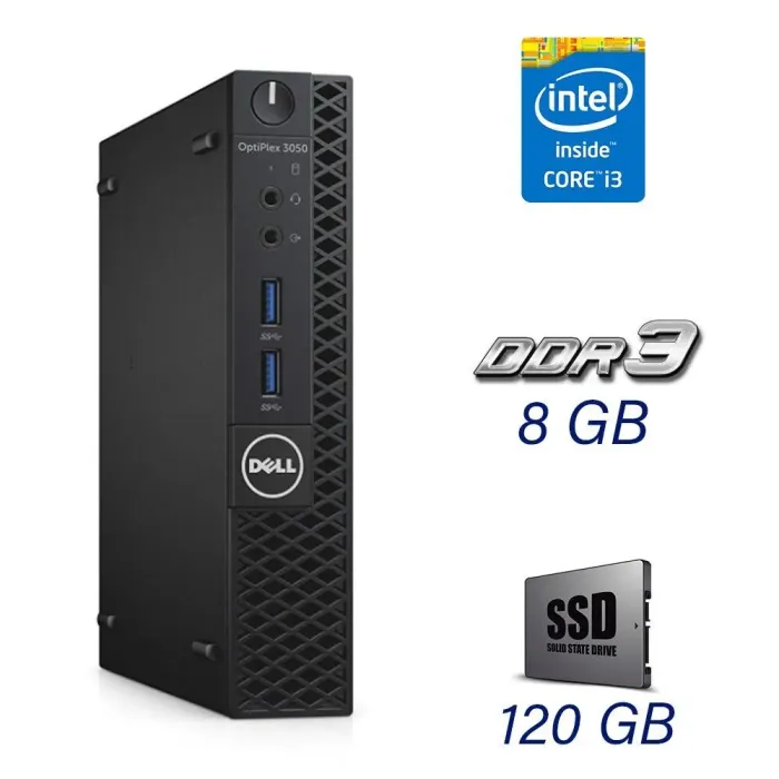 Неттоп Dell 3050 USFF/Core i3-7100 2(4) ядра 3.9GHz/8GB DDR3/120GB SSD/HD Graphics 630 б/в - зображення 1