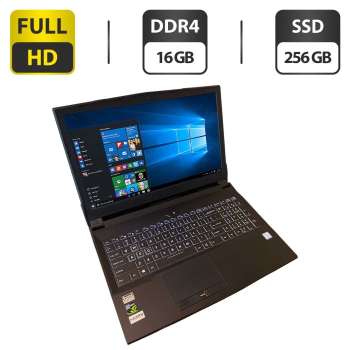 Ноутбук Clevo N850HZ / 15.6" (1920x1080) IPS / Intel Core i7-7700HQ (4 (8) ядра по 2.8 - 3.8 GHz) / 16 GB DDR4 / 256 GB SSD / Intel HD Graphics 630 / WebCam б/в - зображення 1