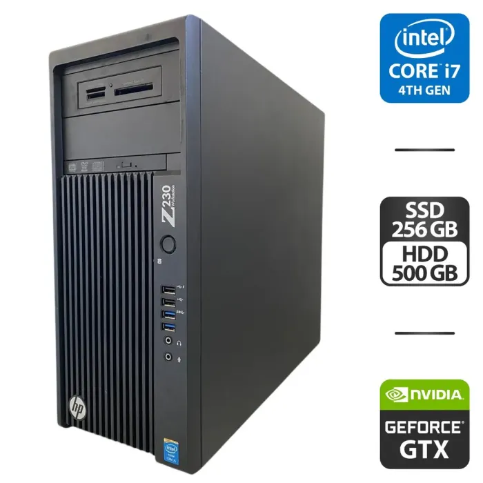 Робоча станція HP Workstation Z230 Tower / Intel Core i7-4790K (4 (8) ядра по 4.0 - 4.4 GHz) / 16 GB DDR3 / 256 GB SSD + 500 GB HDD / nVidia GeForce GTX 650, 2 GB GDDR5, 128-bit / DVD-ROM б/в - зображення 1