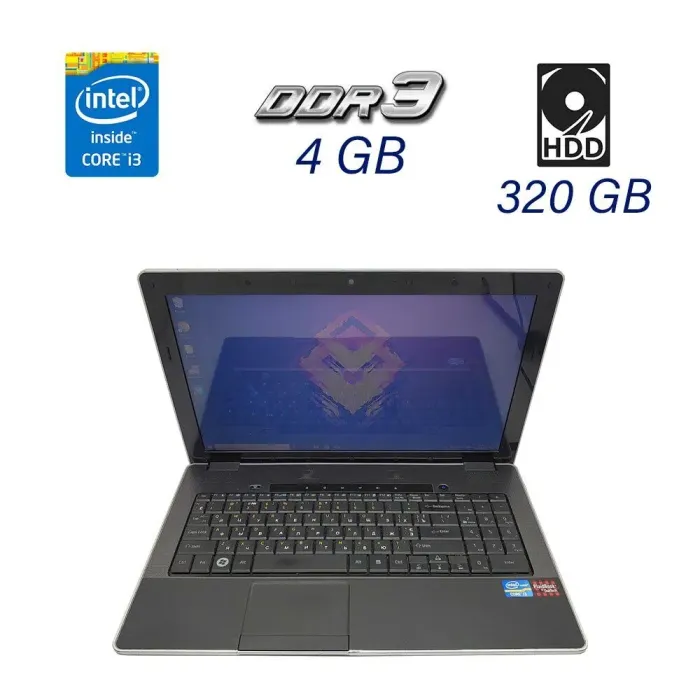 Ноутбук Б класс DakTech PlaidBook SP15R-UMA Grey 15.6" TN / Intel Core i3-2310M (2(4) ядра по 2.1 GHz) / 4 GB DDR3 / 320GB HDD / WebCam / HDMI б/в - зображення 1