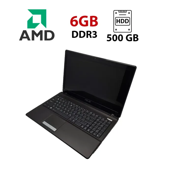 Ноутбук Asus K53 / 15.6" (1366x768) TN / AMD E-450 (2 ядра по 1.65 GHz) / 6 GB DDR3 / 500 GB HDD / AMD Radeon HD 6400M, 1 GB DDR3, 64-bit / WebCam б/в - зображення 1