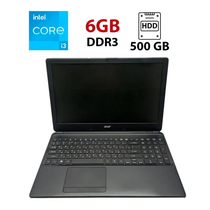 Ноутбук Acer E1-570 / 15.6" (1366x768) TN / Intel Core i3-3217U (2 (4) ядра по 1.8 GHz) / 6 GB DDR3 / 500 GB HDD / Intel HD Graphics 4000 / WebCam б/в - зображення 1