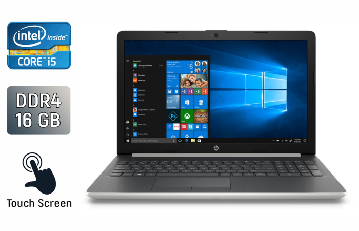 Ноутбук Б-клас HP Pavilion 15-du0 / 15.6" (1366x768) TN Touch / Intel Core i5-8250U (4 (8) ядра по 1.6 - 3.4 GHz) / 16 GB DDR4 / 256 GB SSD / Intel UHD Graphics 620 / WebCam / HDMI б/в - зображення 1