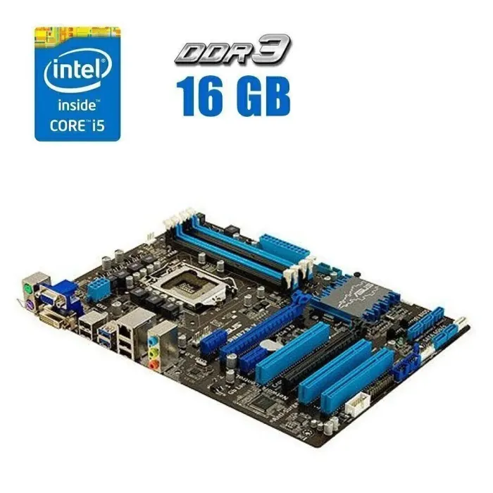 Комплект: Материнська плата Asus P8B75-V / LGA1155 / Intel Core i5-3570 (4 ядра по 3.4 - 3.8 GHz) / 16 GB DDR3 / Intel HD Graphics 2500 + Кулер б/в - зображення 1
