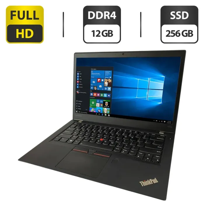 Ультрабук Б-клас Lenovo ThinkPad T470s / 14" (1920x1080) TN / Intel Core i5-7200U (2 (4) ядра по 2.5 - 3.1 GHz) / 12 GB DDR4 / 256 GB SSD / Intel HD Graphics 620 / WebCam б/в - зображення 1