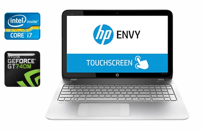 Ноутбук HP Envy TS 15 / 15.6" (1920x1080) IPS Touch / Intel Core i7-4700MQ (4 (8) ядра по 2.4 - 3.4 GHz) / 16 GB DDR3 / 480 GB SSD / nVidia GeForce GT 740M, 2 GB DDR3, 64-bit / WebCam / Fingerprint / Windows 10 б/в - зображення 1