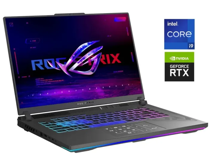 Ігровий ноутбук Б-клас Asus ROG Strix G16 G614JI / 16" (2560x1600) IPS / Intel Core i9-13980HX (24 (32) ядра по 4.0 - 5.6 GHz) / 32 GB DDR5 / 1000 GB SSD / nVidia GeForce RTX 4070, 8 GB GDDR6, 128-bit / WebCam б/в - зображення 1