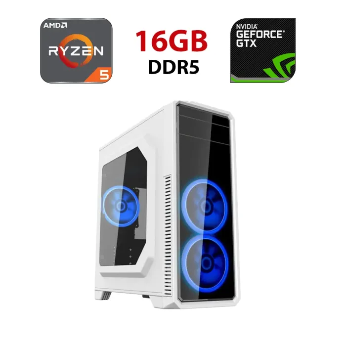 Ігровий ПК Ice G561 White Tower / AMD Ryzen 5 8400F (6 (12) ядер по 4,2 - 4,7 ГГц) / 16 ГБ DDR5 / 480 ГБ SSD / nVidia GeForce RTX 5060, 8 ГБ GDDR7, 128-біт - зображення 1