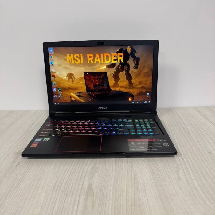 Ігровий ноутбук Б-клас MSI Raider GE63 RGB 9SE / 15.6" (1920x1080) IPS / Intel Core i7-9750H (6 (12) ядер по 2.6 - 4.5 GHz) / 16 GB DDR4 / 512 GB SSD NVMe / nVidia GeForce RTX 2060, 6 GB GDDR6, 192-bit / WebCam б/в - зображення 2