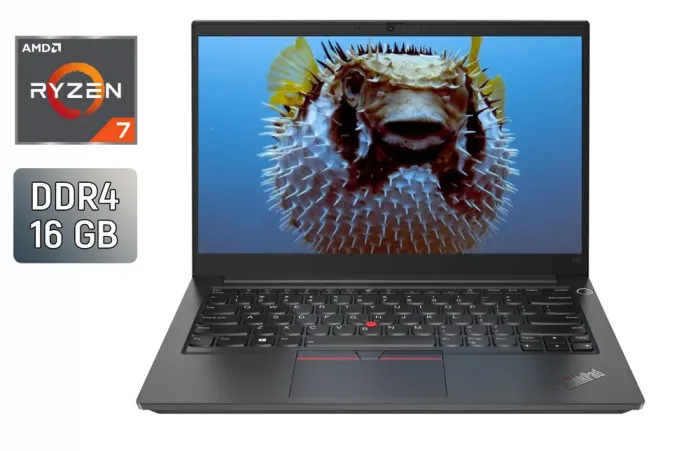 Ультрабук Б-клас Lenovo ThinkPad E14 Gen 2 / 14" (1920x1080) IPS / AMD Ryzen 7 4700U (8 ядер по 2.0 - 4.1 GHz) / 16 GB DDR4 / 512 GB SSD / AMD Radeon Graphics 448SP / WebCam / Windows 10 б/в - зображення 1