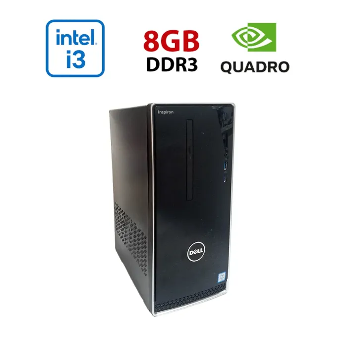 ПК Dell Inspirion 3650 / Intel Core i3-6100 (2 (4) ядра по 3.7 GHz) / 8 GB DDR3 / 256 GB SSD / nVidia Quadro P400, 2 GB GDDR5, 64-bit / Wi-Fi+Bluetooth / DVD / Win 10 Home Lic б/в - зображення 1