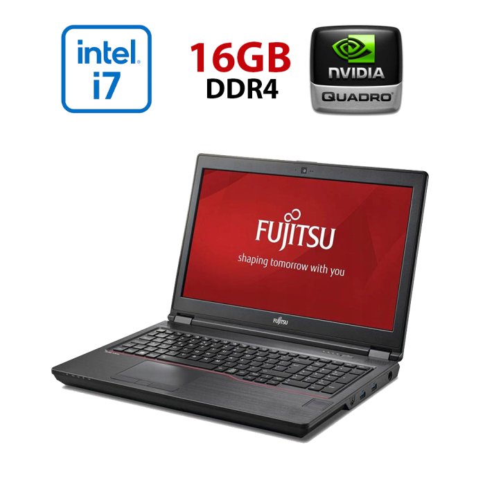 Мобільна робоча станція Fujitsu Celsius H780 / 15,6" (1920x1080) IPS / Intel Core i7-8750H (6 (12) ядер по 2.2 - 4.1 GHz) / 16 GB DDR4 / 240 GB SSD / nVidia Quadro P2000, 4 GB GDDR5, 128-bit / WebCam / 4G б/в - зображення 1