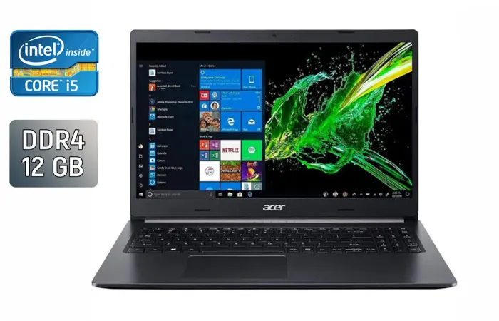 Ноутбук Acer Aspire 5 A515-54 / 15.6" (1920x1080) IPS / Intel Core i5-10210U (4 (8) ядра по 1.6 - 4.2 GHz) / 12 GB DDR4 / 512 GB SSD / Intel UHD Graphics / WebCam / Windows 10 б/в - зображення 1