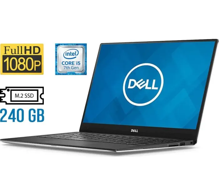 Ультрабук Dell XPS 13 9360 / 13.3" IPS / Intel Core i5-7200U (2(4) ядра по 2.5-3.1GHz) / 4GB DDR3 / 240GB SSD M.2 / HD Graphics 620 / WebCam / Fingerprint / Win 10 б/в - зображення 1