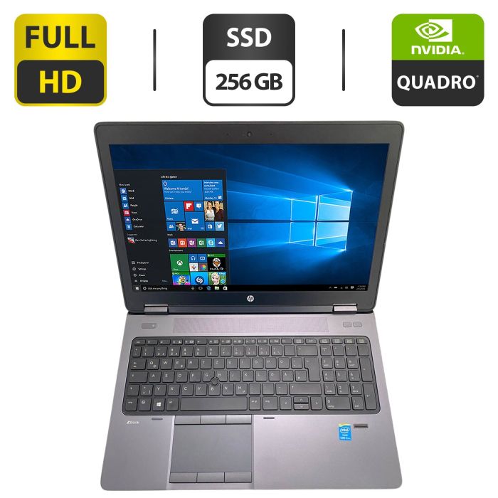 Мобільна робоча станція Б-клас HP ZBook 15 G1 / 15.6" (1920x1080) TN / Intel Core i7-4800MQ (4 (8) ядра по 2,7 - 3,7 ГГц) / 32 ГБ DDR3 / 256 ГБ SSD / nVidia Quadro K2100M, 2 ГБ GDDR5, 128-біт / WebCam / DVD-ROM б/в - зображення 1