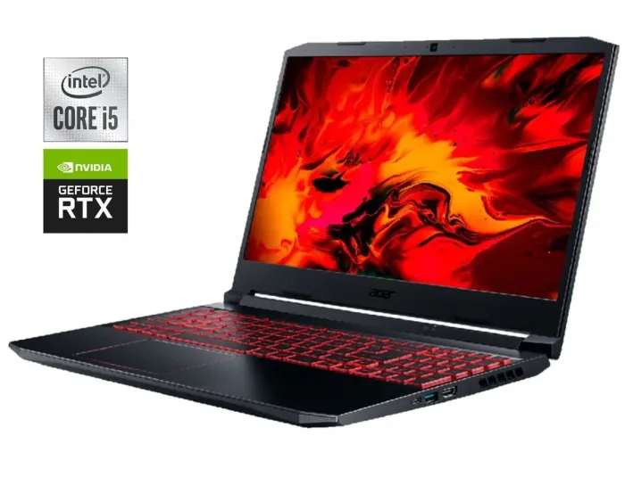 Ігровий ноутбук Acer Nitro 5 AN515-55 / 15.6" (1920x1080) IPS / Intel Core i5-10300H (4 (8) ядра по 2.5 - 4.5 GHz) / 16 GB DDR4 / 512 GB SSD M.2 / nVidia GeForce RTX 3060, 6 GB GDDR6, 192-bit / WebCam б/в - зображення 1