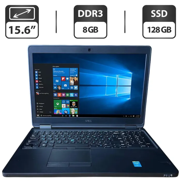 Ноутбук Dell Latitude E5550 / 15.6" (1366x768) TN / Intel Core i3-5010U (2 (4) ядра по 2.1 GHz) / 8 GB DDR3 / 128 GB SSD / Intel HD Graphics 5500 / WebCam б/в - зображення 1