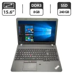 Ноутбук Lenovo ThinkPad E550 / 15.6" (1366x768) TN / Intel Core i5-5200U (2 (4) ядра по 2.2 - 2.7 GHz) / 8 GB DDR3 / 240 GB SSD / Intel HD Graphics 5500 / WebCam / DVD-ROM б/в