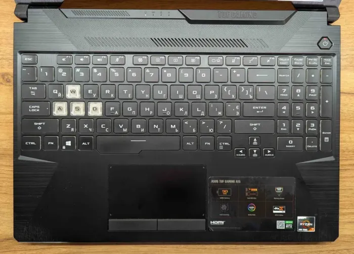 Ігровий ноутбук Asus TUF Gaming A15 FA566IV / 15.6" (1920x1080) IPS / AMD Ryzen 7 4800H (8 (16) ядер по 2.9 - 4.2 GHz) / 16 GB DDR4 / 1000 GB SSD / nVidia GeForce RTX 2060, 6 GB GDDR6, 192-bit / WebCam / Windows 10 б/в - зображення 3