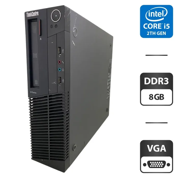 Комп'ютер Lenovo ThinkCentre M81 SFF / Intel Core i5-2400 (4 ядра по 3.1 -3.4 GHz) / 8 GB DDR3 / 250 GB HDD / Intel HD Graphics 2000 / DVD-ROM б/в - зображення 1