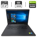 Ноутбук Б-клас Dell Inspiron 17 P26E / 17.3" (1600x900) TN / Intel Core i5-4210U (2 (4) ядра по 1.7 - 2.7 GHz) / 8 GB DDR3 / 128 GB SSD / nVidia GeForce 840M, 2 GB GDDR3, 64-bit / WebCam / DVD-ROM б/в