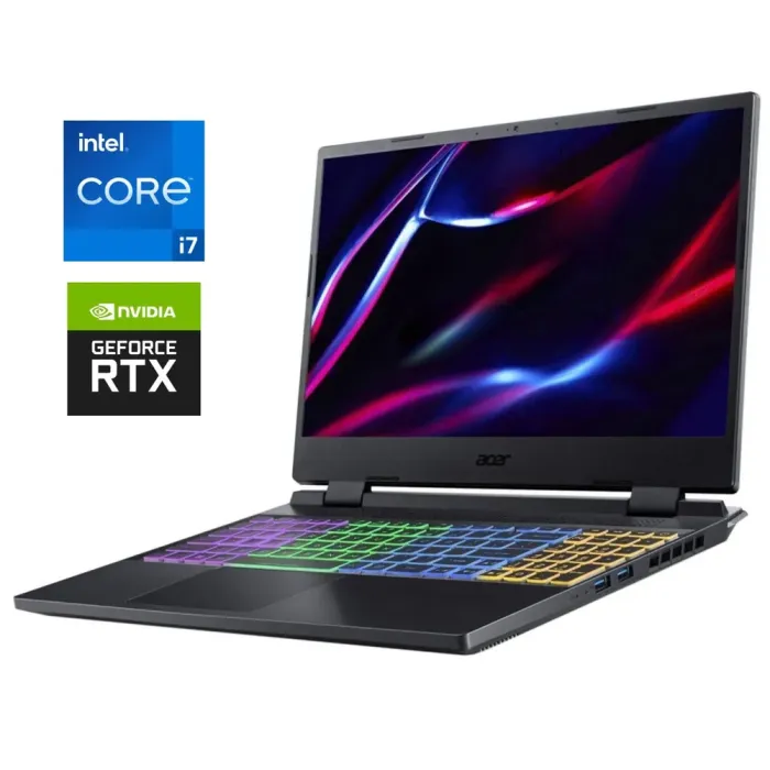 Ігровий ноутбук Б-класу Acer Nitro 5 AN515-58 / 15.6" (1920x1080) IPS / Intel Core i7-12700H (14 (20) ядер по 3,5 - 4,7 ГГц) / 16 ГБ DDR4 / 1000 ГБ SSD NVMe / nVidia GeForce RTX 3060, 6 ГБ GDDR6, 192-bit / WebCam б/в - зображення 1