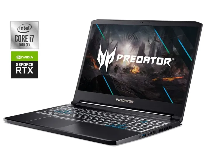 Ігровий ноутбук Б-клас Acer Predator Triton 300 PT315-52 / 15.6" (1920x1080) IPS / Intel Core i7-10850H (6 (12) ядер по 2.7 - 5.1 GHz) / 16 GB DDR4 / 500 GB SSD / nVidia GeForce RTX 2070 Max-Q, 8 GB GDDR6, 256-bit / WebCam б/в - зображення 1
