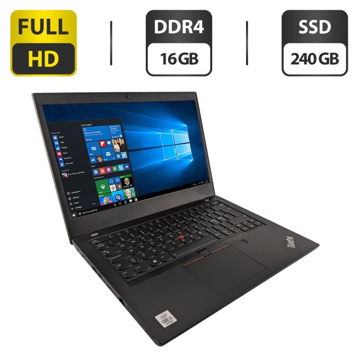 Ультрабук Lenovo ThinkPad L14 Gen 1 / 14" (1920x1080) IPS / AMD Ryzen 7 Pro 4750U (8 (16) ядер по 1.7 - 4.1 GHz) / 16 GB DDR4 / 240 GB SSD / AMD Radeon Graphics / WebCam б/в - зображення 1