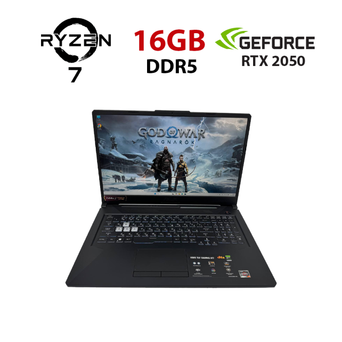Ігровий ноутбук Б-класу Asus TUF FA706N / 17,3" (1920x1080) IPS / AMD Ryzen 7 7435HS (8 (16) ядер по 3,1 - 4,5 ГГц) / 16 ГБ DDR5 / 512 ГБ SSD / nVidia GeForce RTX 2050, 4 ГБ GDDR6, 64-біт / WebCam б/в - зображення 1