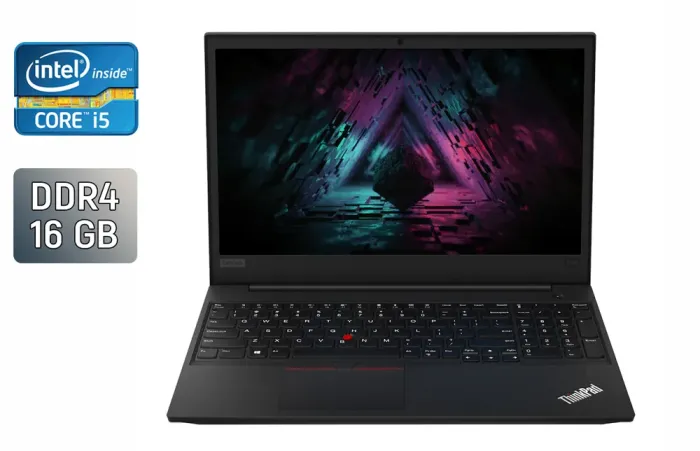 Ноутбук Lenovo ThinkPad E590 / 15.6" (1920x1080) IPS / Intel Core i5-8265U (4 (8) ядра по 1.6 - 3.9 GHz) / 16 GB DDR4 / 256 GB SSD / Intel UHD Graphics / WebCam / TouchID б/в - зображення 1