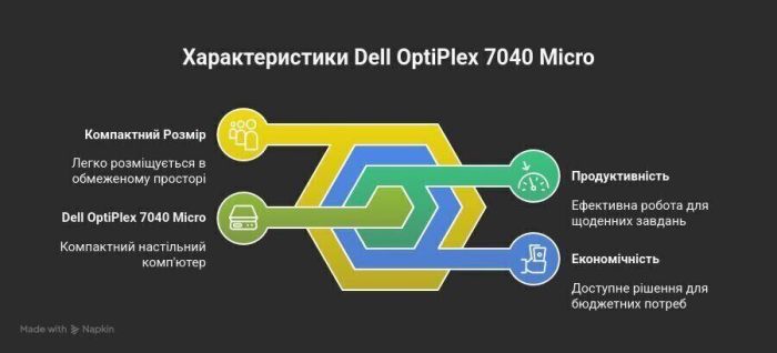 Неттоп Dell OptiPlex 7040 USFF / Intel Core i5-6500T (4 ядра по 2.5 - 3.1 GHz) / 12 GB DDR4 / 128 GB SSD / Intel HD Graphics 530 / Windows 11 Pro / Блок питания б/в - зображення 6