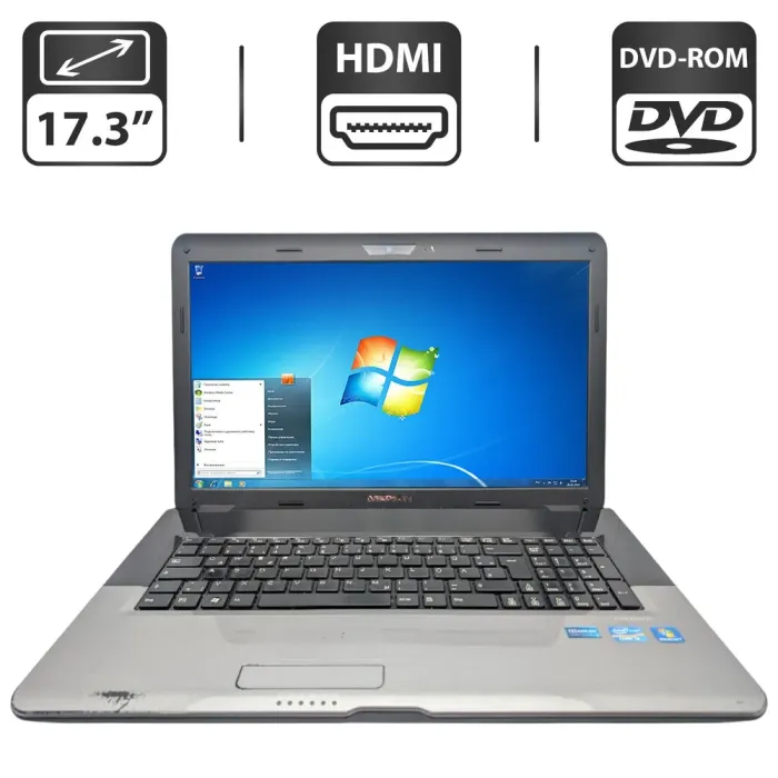 Ноутбук Medion Akoya E7218 / 17.3" (1600x900) TN / Intel Core i3-2310M (2 (4) ядра по 2.1 GHz) / 6 GB DDR3 / 750 GB HDD / Intel HD Graphics / WebCam / DVD-ROM / АКБ не тримає заряд б/в - зображення 1