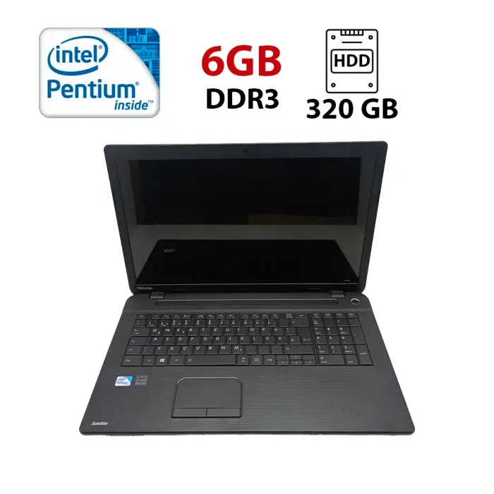 Ноутбук Toshiba 17 / 17.3" (1600x900) TN / Intel Pentium 2020M (2 ядра по 2.4 GHz) / 6 GB DDR3 / 320 GB HDD / Intel HD Graphics / WebCam б/в - зображення 1