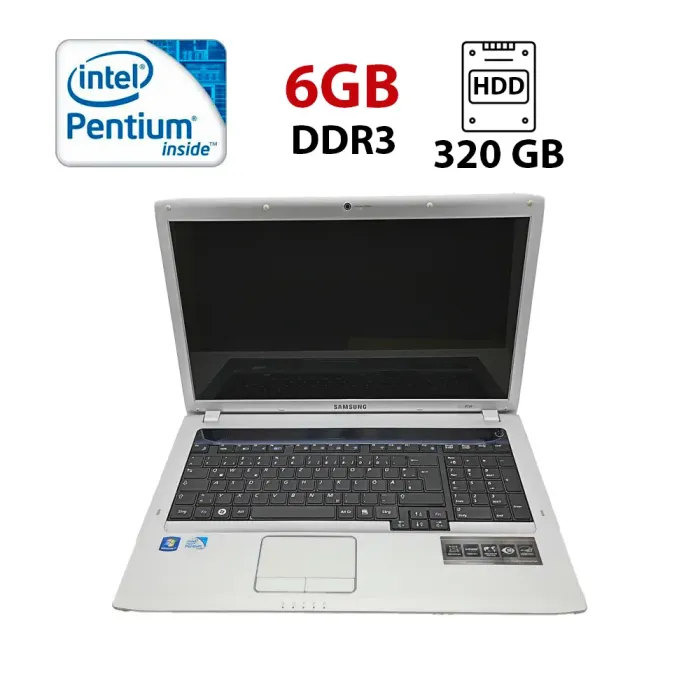 Ноутбук Samsung R730 / 17.3" (1600x900) TN / Intel Pentium T4300 (2 ядра по 2.1 GHz) / 6 GB DDR3 / 320 GB HDD / Intel GMA HD Graphics / WebCam б/в - зображення 1