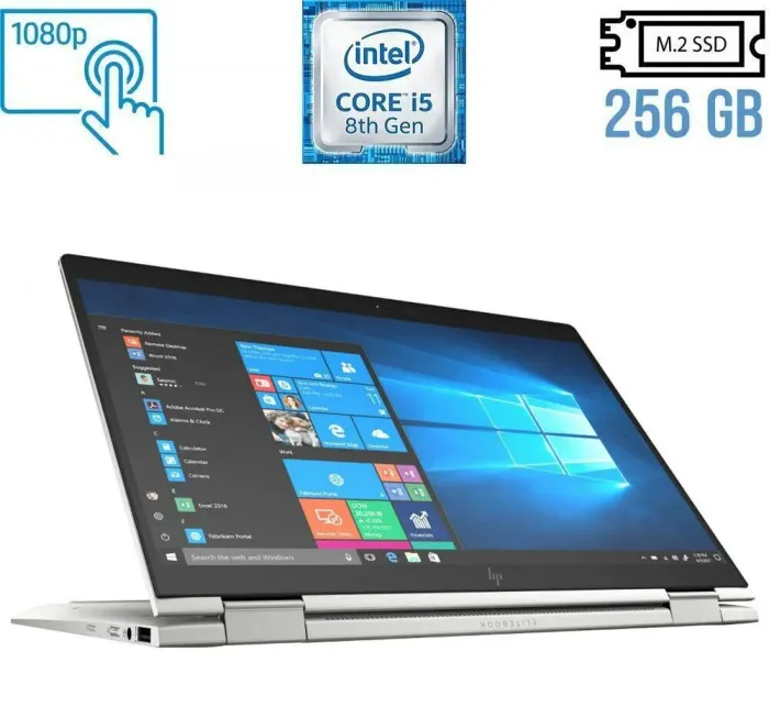 Ноутбук-трансформер Б-клас HP EliteBook x360 1030 G3 / 13.3" (1920x1080) IPS Touch / Intel Core i5-8350U (4 (8) ядра по 1.7 - 3.6 GHz) / 8 GB DDR3 / 256 GB SSD M.2 / Intel UHD Graphics 620 / WebCam / HDMI б/в - зображення 1