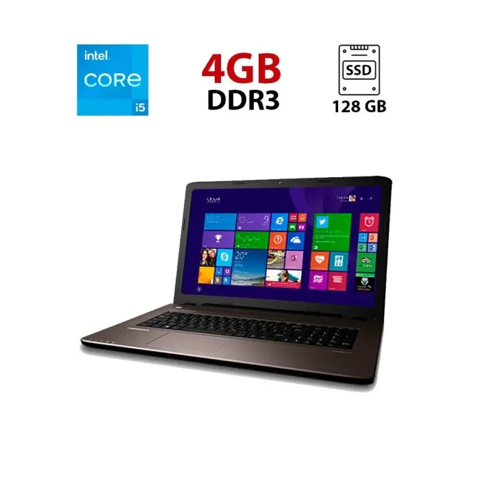 Ноутбук Medion Akoya E7416 / 17.3" (1600x900) TN / Intel Core i5-5200U (2 (4) ядра по 2.2 - 2.7 GHz) / 8 GB DDR3 / 128 GB SSD / Intel HD Graphics 5500 / WebCam / АКБ не тримає б/в - зображення 1