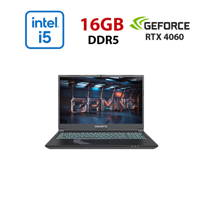 Ігровий ноутбук Gigabyte G5 KF5 RC555 / 15,6" (1920x1080) IPS / Intel Core i5-13500H (12 (16) ядер по 3,5 - 4,7 ГГц) / 16 ГБ DDR5 / 960 ГБ SSD / nVidia GeForce RTX 4060, 8 ГБ GDDR6, 128-біт / WebCam б/в - зображення 1
