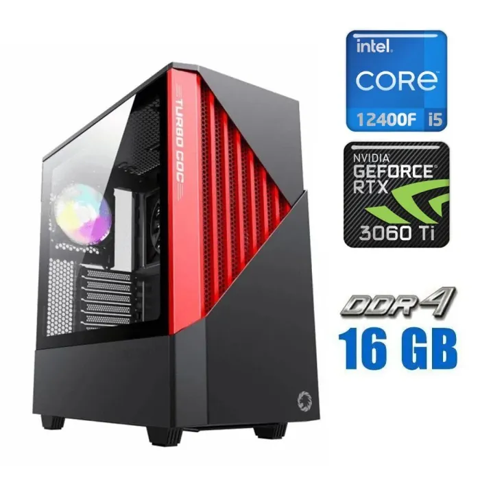 Ігровий ПК Tower / Intel Core i5-12400F (6 (12) ядра по 2.5 - 4.4 GHz) / 16 GB DDR4 / 512 GB SSD / nVidia GeForce RTX 3060 Ti, 8 GB GDDR6, 256-bit / 700W - зображення 1