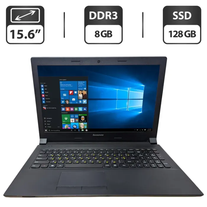 Ноутбук Б-клас Lenovo IdeaPad B50-30 / 15.6" (1366x768) TN / Intel Celeron N2840 (2 ядра по 2.16 - 2.58 GHz) / 8 GB DDR3 / 128 GB SSD / Intel HD Graphics / WebCam б/в - зображення 1