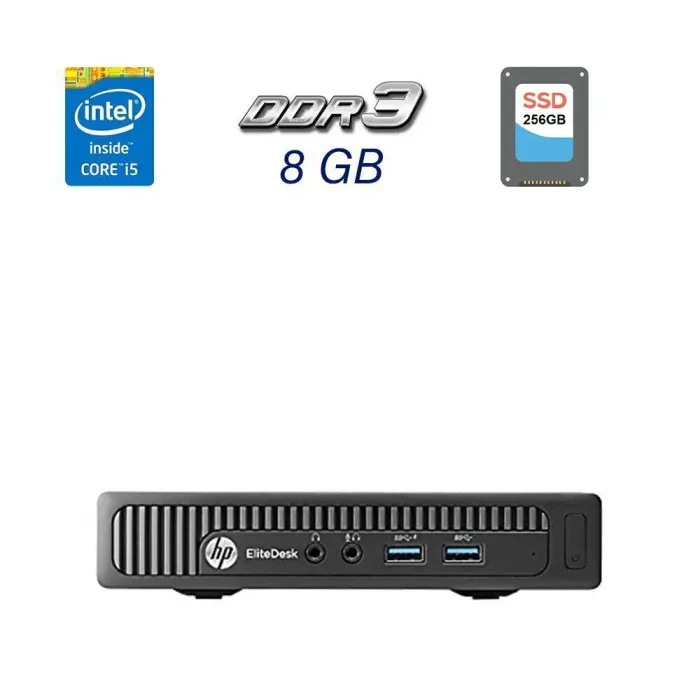 HP HP EliteDesk 800 G1 TPC-F063-DM USFF / Intel Core i5-4590T (4 ядра по 2.0 - 3.0 GHz) / 8 GB DDR3 / 256 GB SSD / Intel HD Graphics 4600 / DisplayPort + Блок живлення б/в - зображення 1