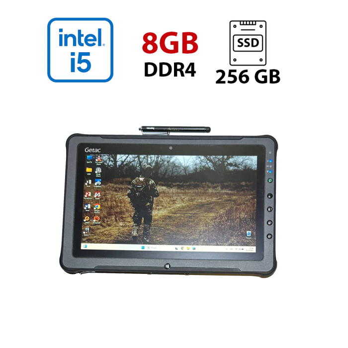 Захищений планшет Getac F110 G3 / 11,6" (1366x768) IPS Touch / Intel Core i5-5200U (2 (4) ядра по 2,2 - 2,7 ГГц) / 8 ГБ DDR4 / 256 ГБ SSD / Intel HD Graphics 520 / WebCam б/в - зображення 1