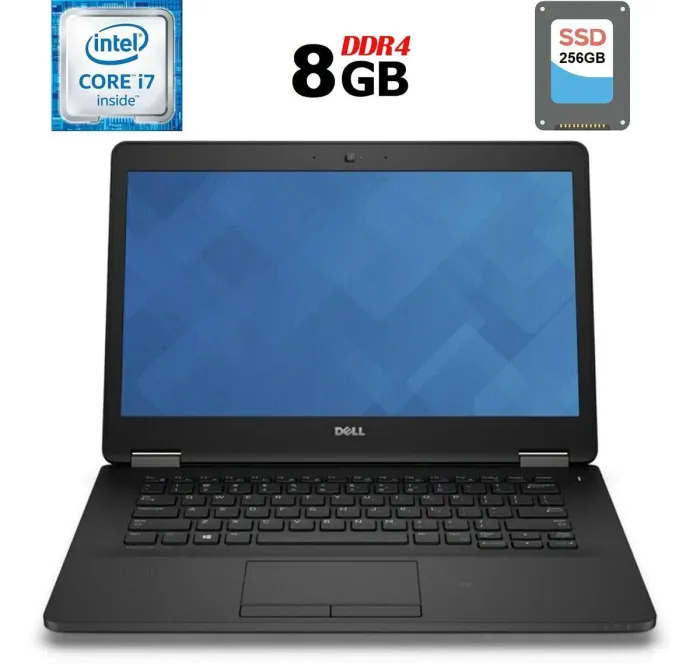 Ультрабук Б-клас Dell Latitude E7470 / 14" IPS Touch / Core i7-6600U (2(4) ядра по 2.6-3.4GHz) / 8GB DDR4 / 256GB SSD / HD Graphics 520 / WebCam / HDMI / Win 10 б/в - зображення 1