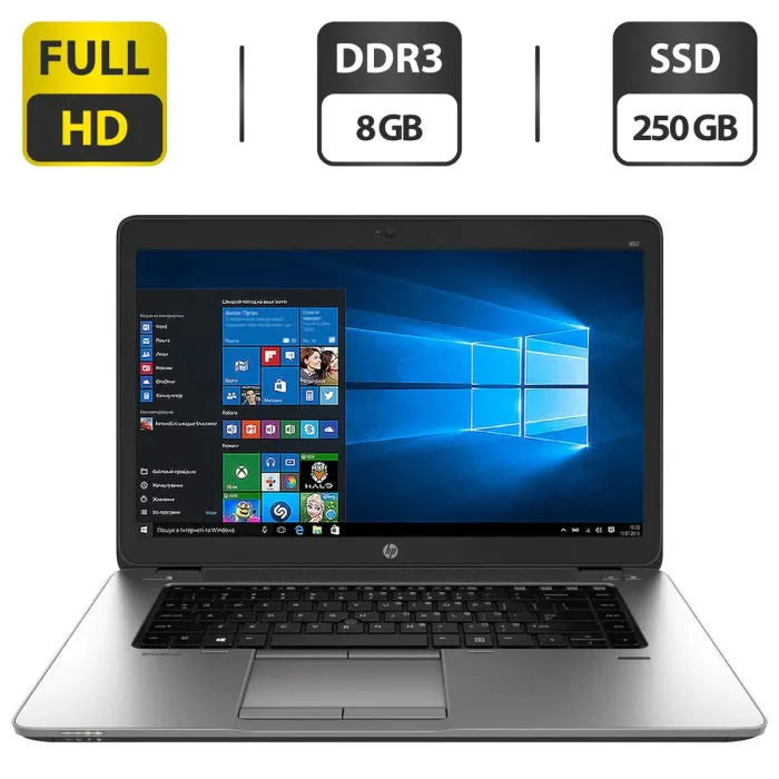 Ноутбук Б-класс HP EliteBook 850 G1 / 15.6" TN / Intel Core i7-4600U (2 (4) ядра по 2.1-3.3 GHz) / 8 GB DDR3 / 250 GB SSD / HD Graphic 4400 / WebCam / VGA б/в - зображення 1