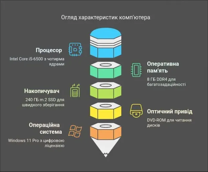 Комп'ютер Fujitsu Esprimo D757 E90 SFF / Intel Core i5-6500 (4 ядра по 3.2 - 3.6 GHz) / 8 GB DDR4 / 240 GB SSD / Intel HD Graphics 530 / DVD-ROM / Windows 11 Pro б/в - зображення 7