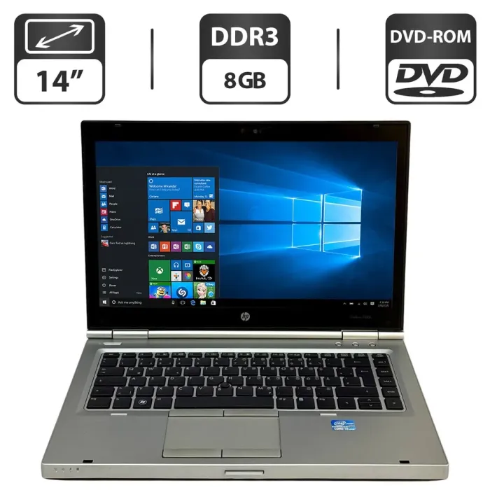 Ноутбук Б-клас HP EliteBook 8460p / 14" (1366x768) TN / Intel Core i5-2520M (2 (4) ядра по 2.5 - 3.2 GHz) / 8 GB DDR3 / 500 GB HDD / Intel HD Graphics 3000 / WebCam / DVD-ROM / Windows 10 Pro / АКБ не тримає заряд б/в - зображення 1